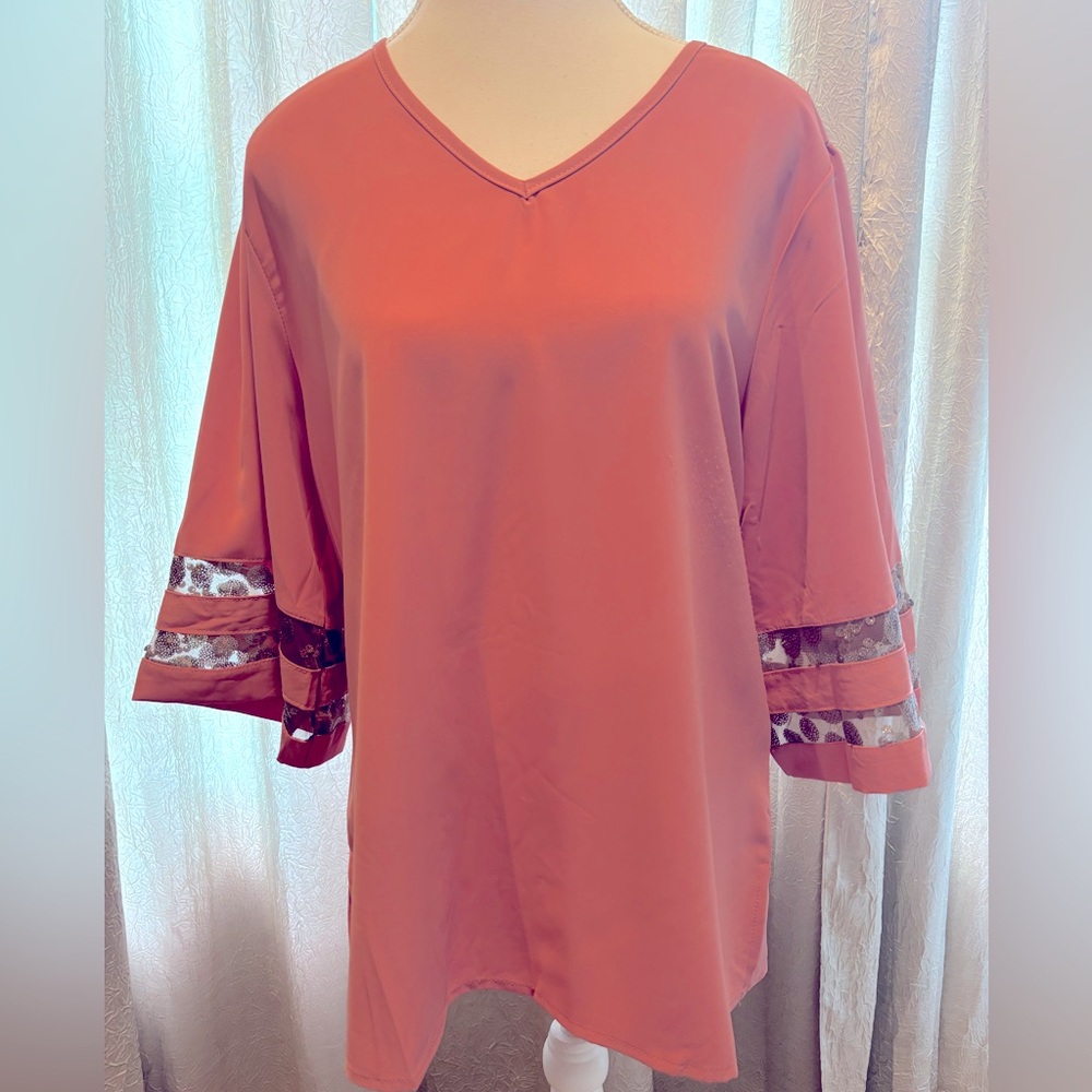 Grace & Emma Coral V-Neck Blouse